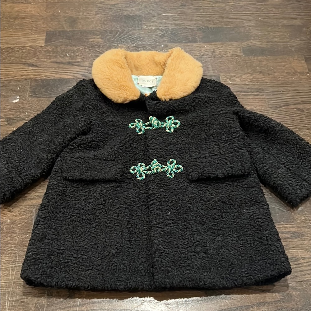 Gucci Kids Black Faux Fur Coat